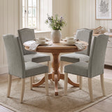 [Light Grey | Set of 4] Nailhead chairs graphic with cushioning, wood legs, spring, footpad, curved high-back and bronze trim