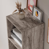 Top view of rustic Blisswood bookcase with decor, ideal for farmhouse or vintage-inspired interiors.