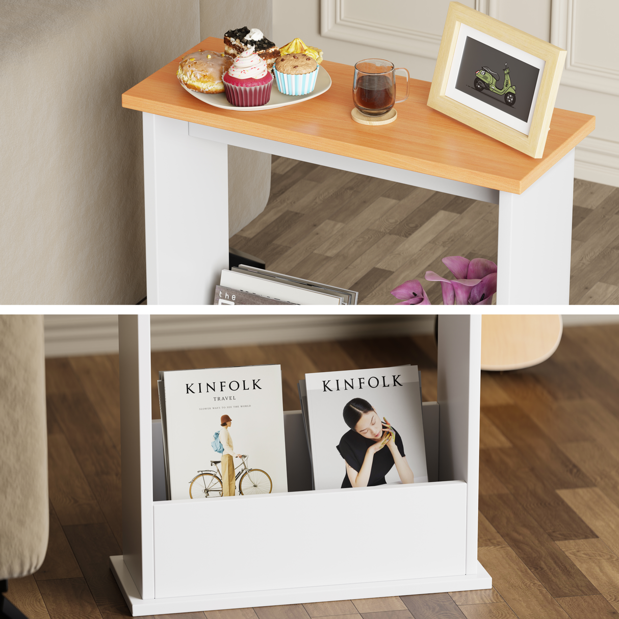 Narrow long side table – a stylish, space-efficient addition for any room.