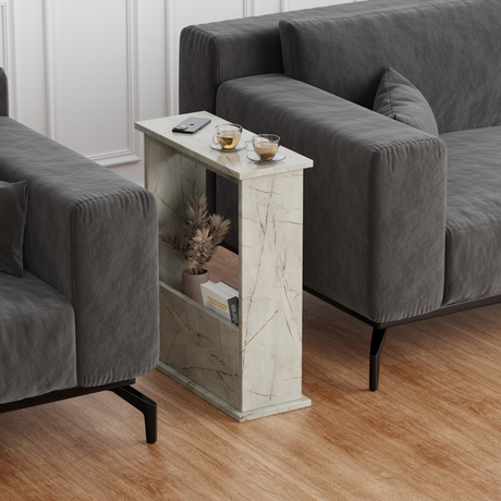 Narrow side table bedroom – perfect for small spaces, offering both style and storage.