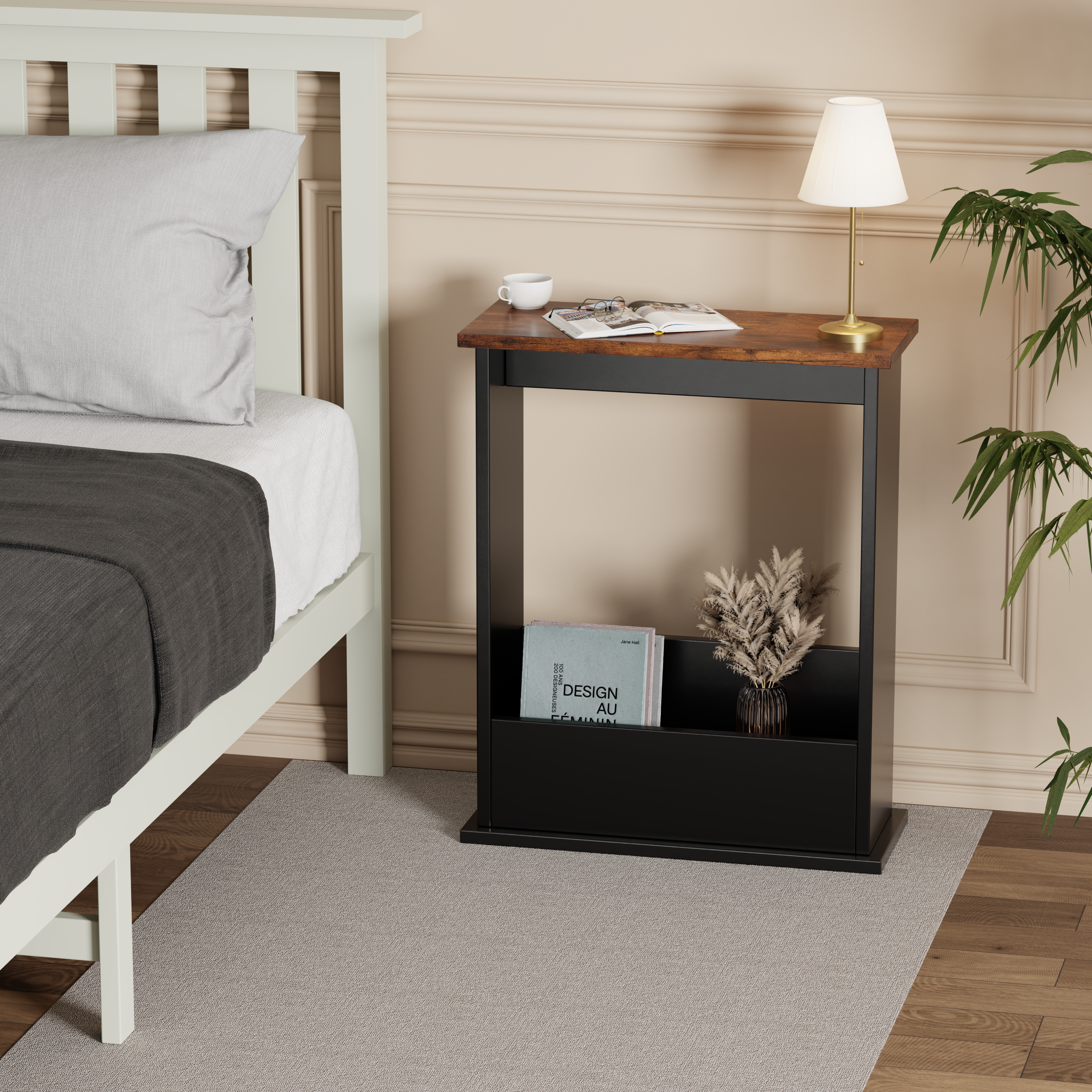 Narrow side table for small spaces – ideal for tight corners or minimalist setups.