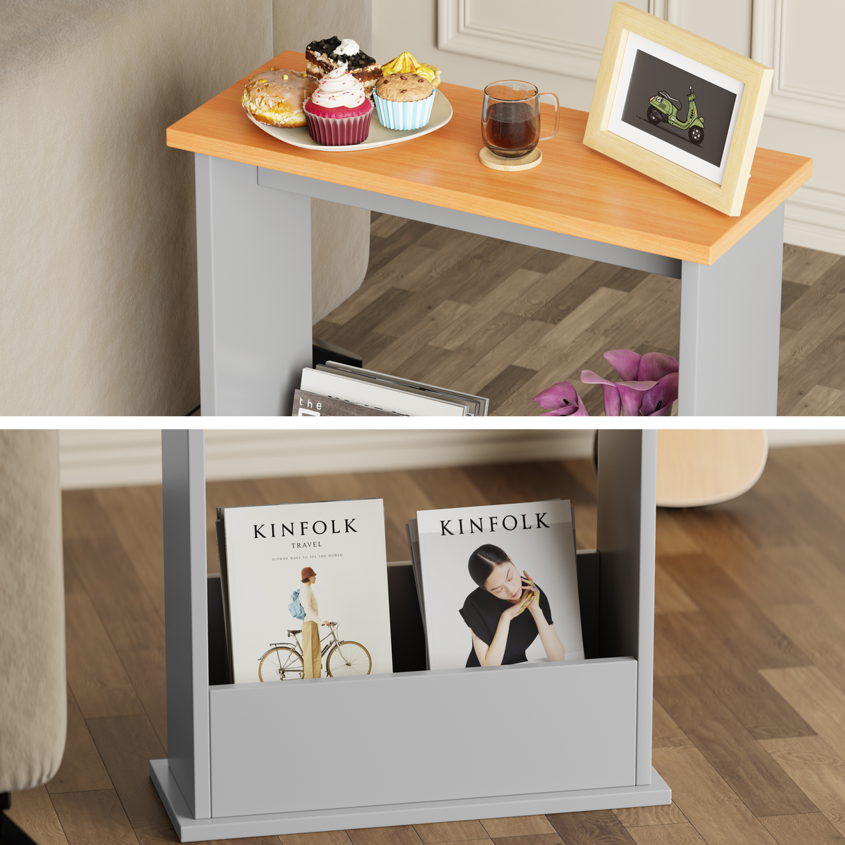 Narrow tall side table – a stylish piece for tight spaces to add extra storage in your living areas.