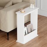 Narrow white side table – sleek and space-saving, perfect for modern and minimalist interiors.