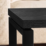 [Black] Nestline nesting coffee table thick black wood-effect edge and black metal leg corner connection