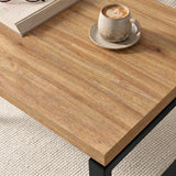 [Oak Effect] Nestline nesting coffee table set close up of the table top wood grain effect of coffee table