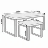 [Rustic] Nestline nesting table dimensions: large 110 x 60 x 48.5cm; small tables 45 x 45 x 40.5cm