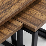 [Rustic] Nestline rustic nesting coffee table image showing warm wood grain top crossing over nesting side tables