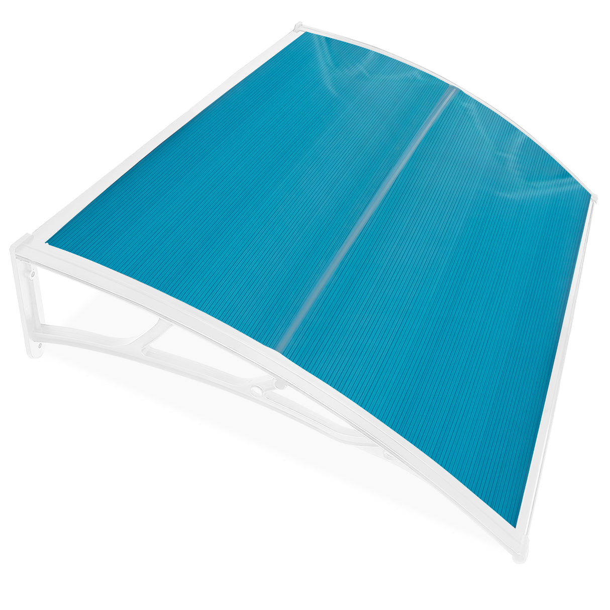 Blue color new door canopy, ideal for weather protection and durability.