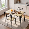 [Oak] Kitchen breakfast scene with the table set for two, plates, coffee cups, berries, bread, orange juice and cutlery