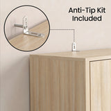 [Oak Effect] Torvek wardrobe close-up of chrome sliding door anti tipping function