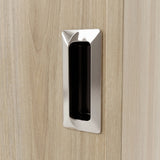 [Oak Effect] Torvek wardrobe close-up of polished metallic recessed rectangular flush handle on oak-effect door panel