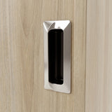 [Oak Effect] Torvek wardrobe close-up of polished metallic recessed rectangular flush handle on oak-effect door panel