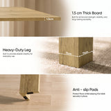 [Oak] Flip-top extendable table details: 1.5cm board, 11 x 11cm sturdy leg and anti-slip footpads protecting floors.