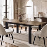 [160cm | Oak] 200cm extended dining table with six cream chairs, 40cm centre leaf, berry vase, candles and black frame.