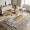 [Oak] Orvak Oak 4 Seater Dining Table with Bench Set in a modern dining setting alongside a matching sideboard  cabinet