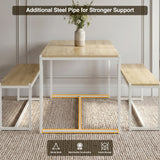 [Oak] Orvak Dining Table with Bench Set 4 Seater featuring additional metal pipe for stronger frame support