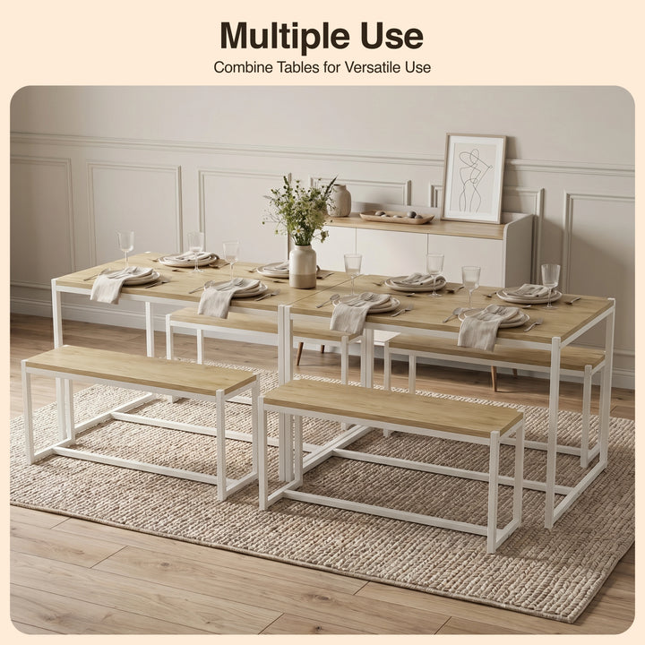 [Oak] Orvak Dining Table with Bench Set 4 Seater multiple use lifestyle view in a styled dining setting