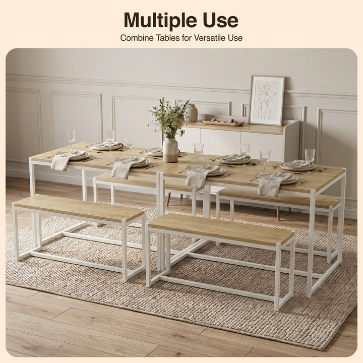 [Oak] Orvak Dining Table with Bench Set 4 Seater multiple use lifestyle view in a styled dining setting