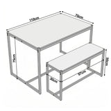 [Oak] Orvak Dining Table with Bench Set 4 Seater size diagram showing table and bench measurements in cm