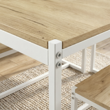 [Oak] Orvak Oak 4 Seater Dining Table with Bench Set close-up detailing the light wood grain top surface.