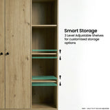 [Oak] Selby wardrobe open-shelf section with 3-level adjustable shelving positions highlighted