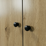 [Oak] Selby wardrobe matte black round door knobs on natural oak-effect double door panel