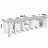 [Oak] Shaker TV unit 180cm technical dimensions and size guide diagram with full measurements