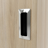 [Oak] Torvek wardrobe close-up of polished metallic recessed rectangular flush handle on oak-effect door panel
