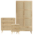 Wovena Rattan 3 Piece Bedroom Furniture Set Oak Effect