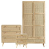 [Oak Effect] Wovena rattan bedroom furniture set with wardrobe, chest of drawers and bedside in oak effect on rug