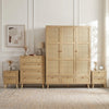 [Oak Effect] Wovena rattan bedroom furniture set: wardrobe, 4 drawer chest and two bedsides in panelled room
