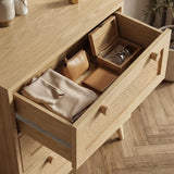 [Oak Effect] Open drawer of Wovena rattan bedroom furniture set bedside cabinet on metal runners
