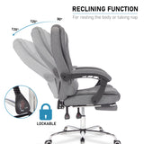 Office chair with heat and massage, reclining function for resting and napping.