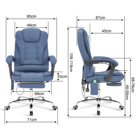 Office chair massage chair with detailed chair dimensions.