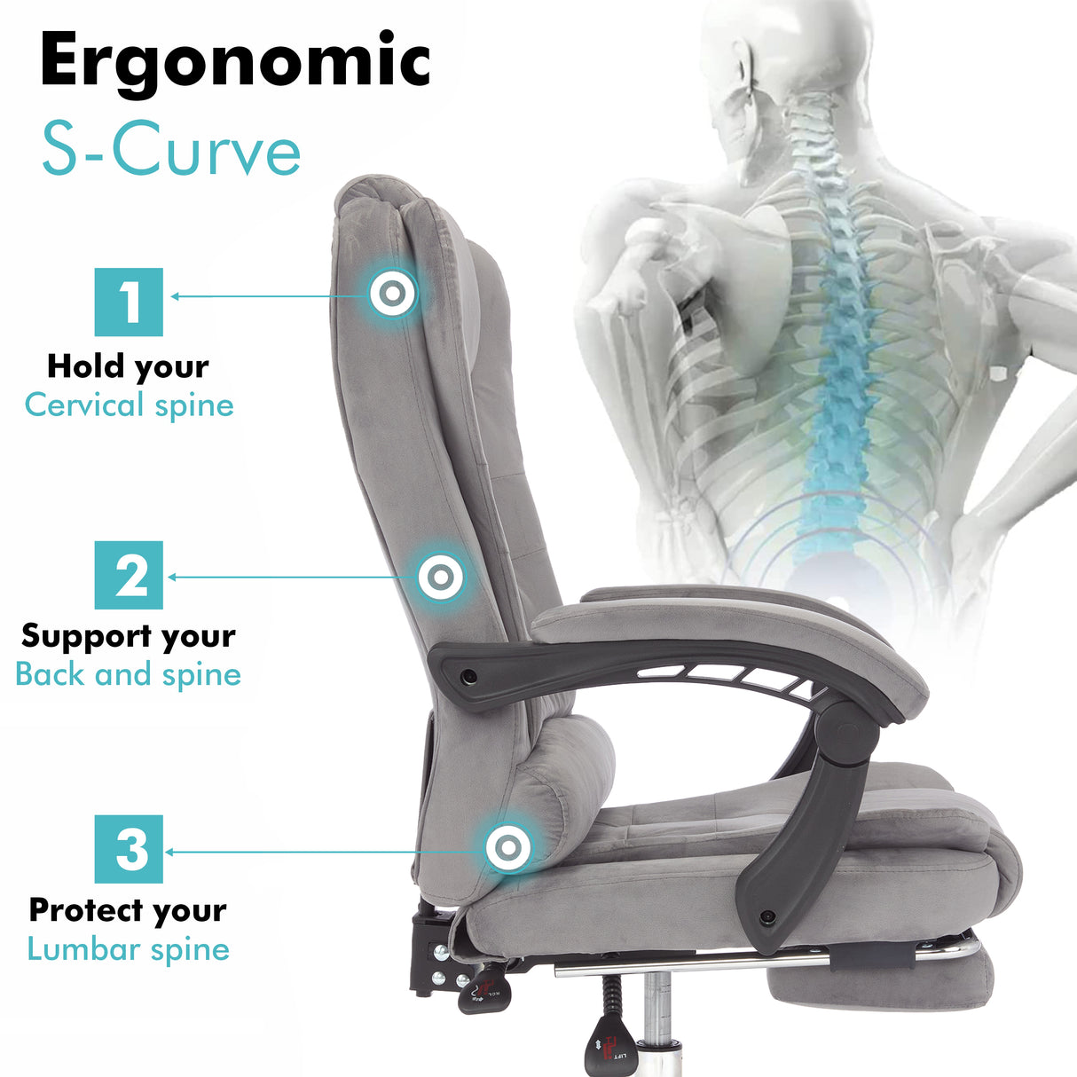 Office chair with massage functions for ultimate comfort – perfect for long hours.