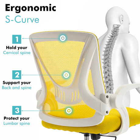 Office chair with mesh back for breathable support and ergonomic comfort.