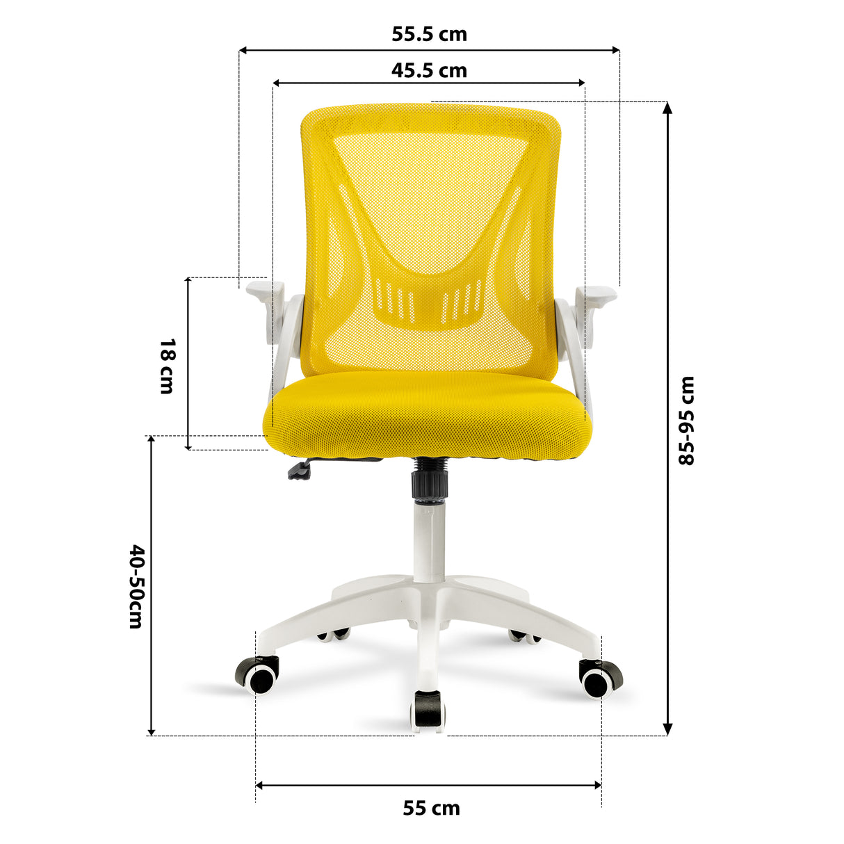 Office chair with mesh seat for breathable comfort and ergonomic support.