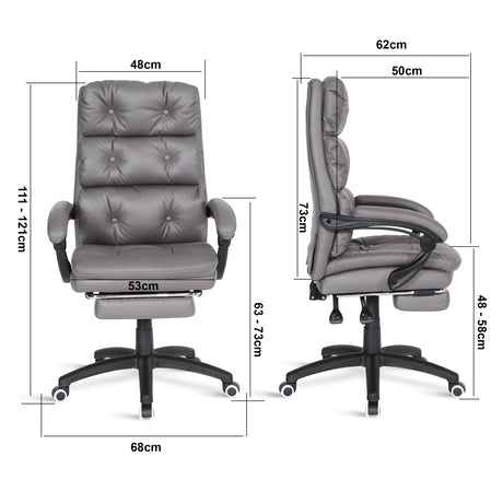 Ergonomic office chair, UK, 68cm(W), 111-121cm(H), 50cm(D), seat width 53cm, adjustable comfort.