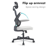 Comfortable office chair with armrests, space-saving design for efficient workspace use.