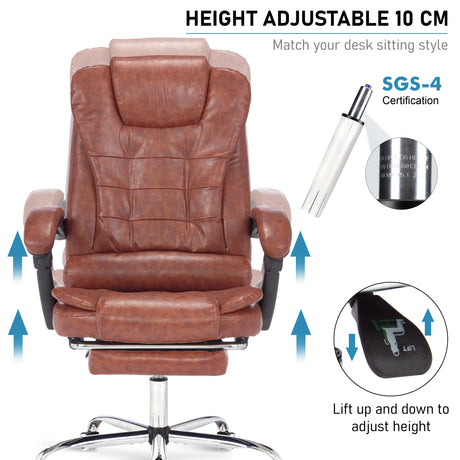 Office chair with massage functions & 10 cm height adjustment for comfort.