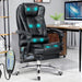 Ergonomic black office chair with massage feature, offering comfort and style for work.