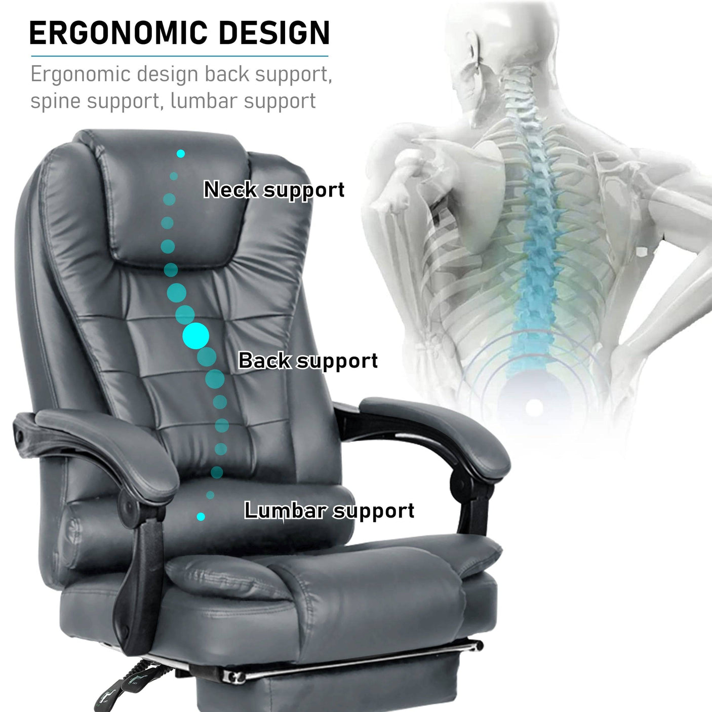 Office massage chairs with ergonomic design, neck support, back support, and lumbar support.