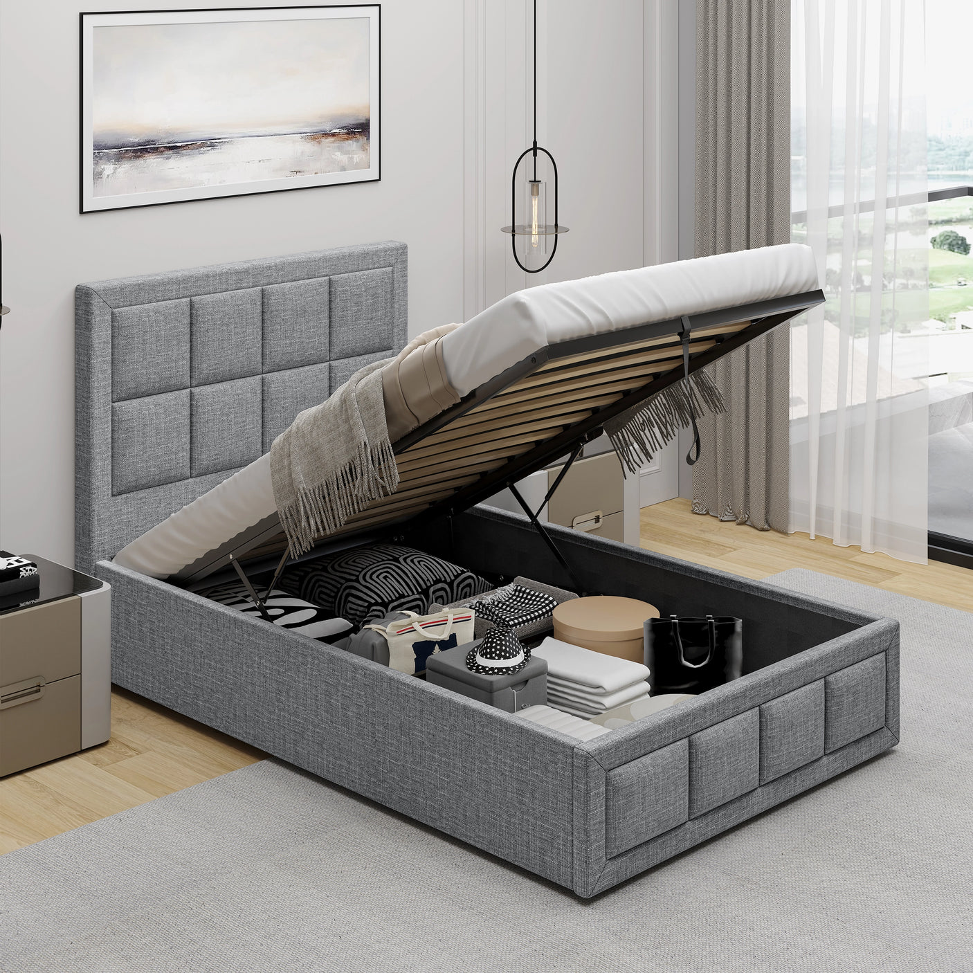 Blisswood Ottoman Bed Frame with Storage & Headboard