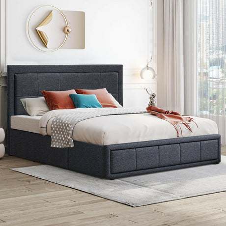 Elegant super king ottoman bed frame with spacious storage and modern design.