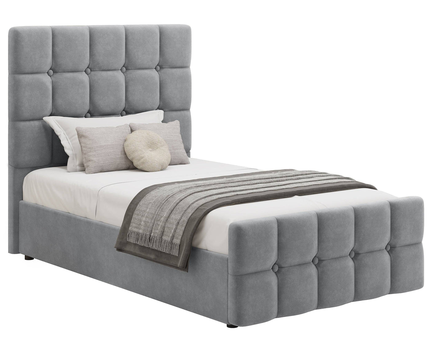 Blisswood Velvet Square Design Ottoman Storage Bed