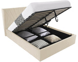 Small double ottoman bed with spacious storage, ideal for saving space and organization.