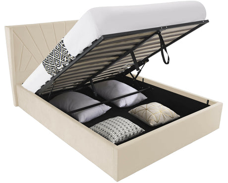 Small double ottoman bed with spacious storage, ideal for saving space and organization.