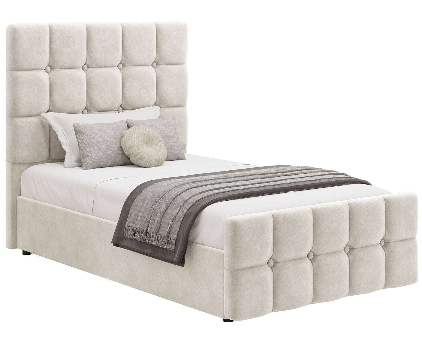 Blisswood Velvet Square Design Ottoman Storage Bed
