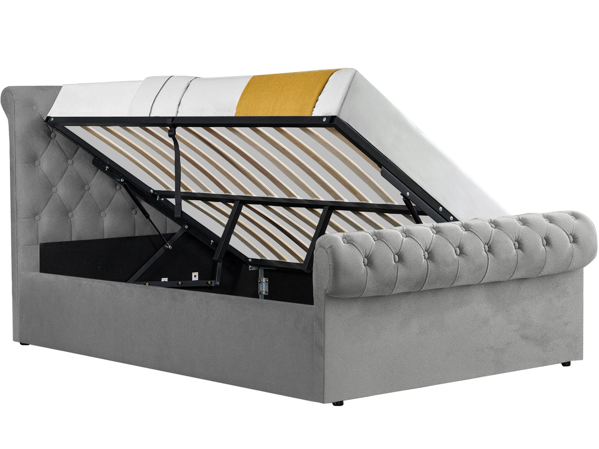 Ottoman double bed with stylish design and space-saving storage solution