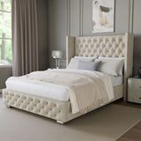 Ottoman single bed with storage, featuring a tufted upholstered headboard, studded detailing.